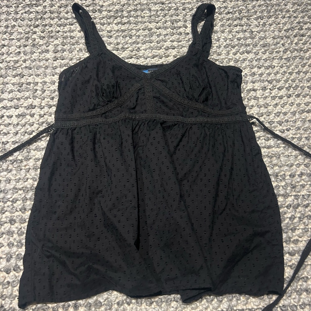 Relativity Black Smocked Tie Front Camisole